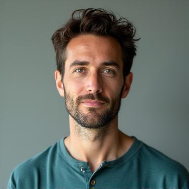 Headshot of Leo Maxwell, a meditation instructor, with a serene expression.
